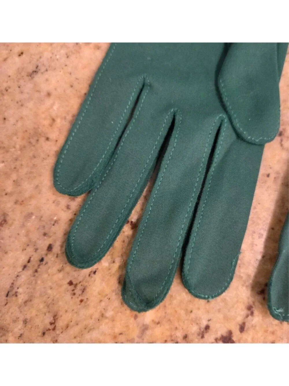 New! Vintage Women's Size M Green Nylon Stretch Formal Gloves Bow Wrist...